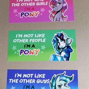 Vinylsticker pony nieuwigheid - op MLP geïnspireerde bumpersticker I'm not like the anderen Brony Furry Meme Sticker