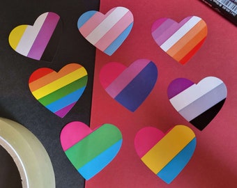 Pride Heart Flag Stickers - LGBTQ+ LGBT gay pride lesbian transgender bisexual pansexual asexual queer