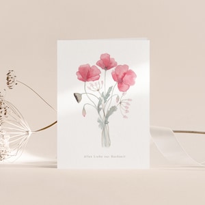 Klappkarte „Hochzeit“ | Mohnblüten, Hochzeitskarte, Glückwunsch