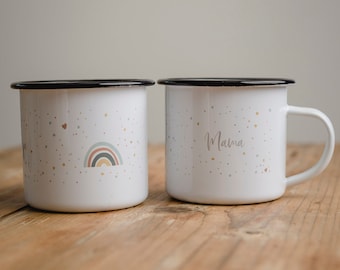 Enamel mug "Mama" with rainbow