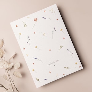 Postkarte „Liebe Grüße" Blumen • Aquarell handgemalt • Grußkarte Blumen Sommer