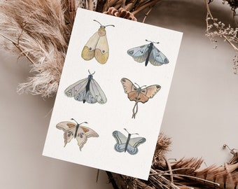 Postcard “Moths” • Card with hand-painted watercolor motifs