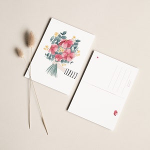 Carte postale « Bouquet de Fleurs » • Aquarelle peinte à la main • Carte de voeux fête des mères image 4