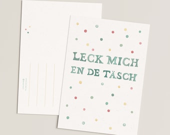 Postkarte „Leck mich en de Täsch" • Karte mit handgemalten Aquarellmotiven