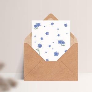 Carte postale « Ne m'oubliez pas » • Aquarelle peinte à la main • Carte de vœux florale, carte de deuil Mit Umschlag Kraft
