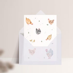 Carte postale « Poulets » • Aquarelle peinte à la main • Carte de vœux de Pâques image 7