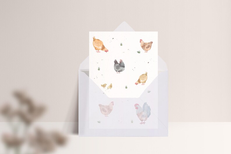 Carte postale « Poulets » • Aquarelle peinte à la main • Carte de vœux de Pâques image 7