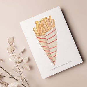Carte postale « Frites » • Frites dans un sachet avec l'inscription « Les frites sont des rayons de soleil frits » image 2