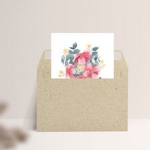 Carte postale « Bouquet de Fleurs » • Aquarelle peinte à la main • Carte de voeux fête des mères Mit Umschlag Gras