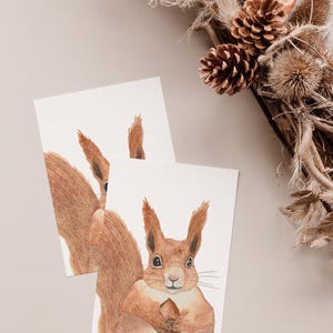 Carte postale « Écureuil » • Aquarelle peinte à la main • Carte de voeux d'anniversaire pour animaux de la forêt image 5