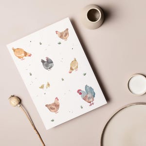 Carte postale « Poulets » • Aquarelle peinte à la main • Carte de vœux de Pâques image 4