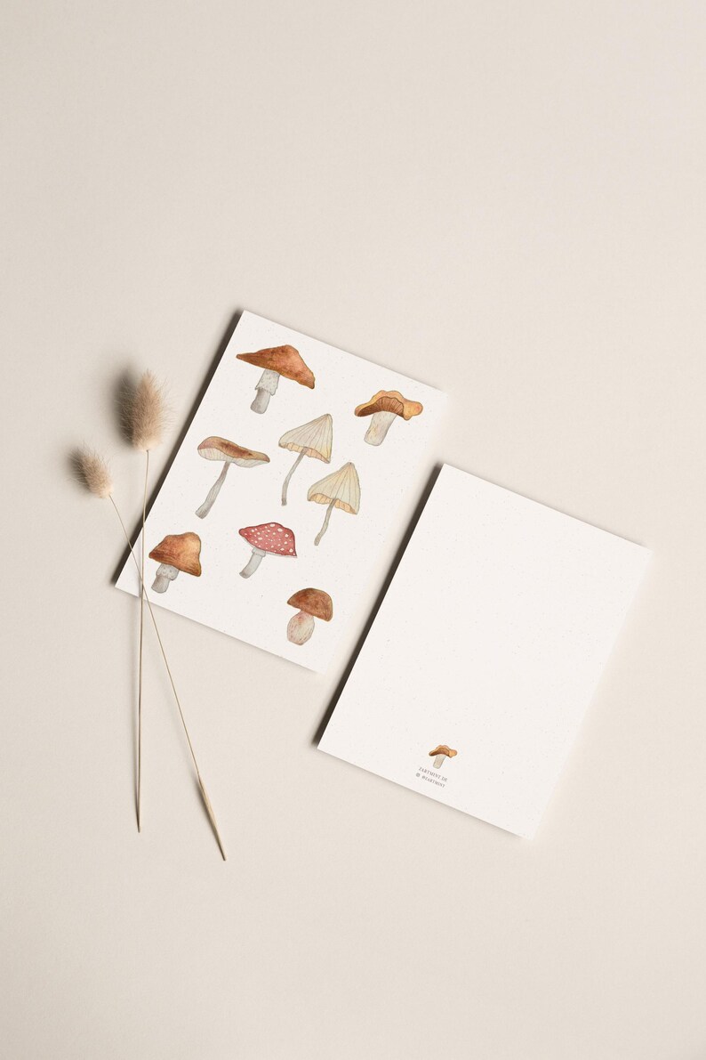 Carte postale « Champignons » • Aquarelle peinte à la main • Carte de voeux d'automne image 5