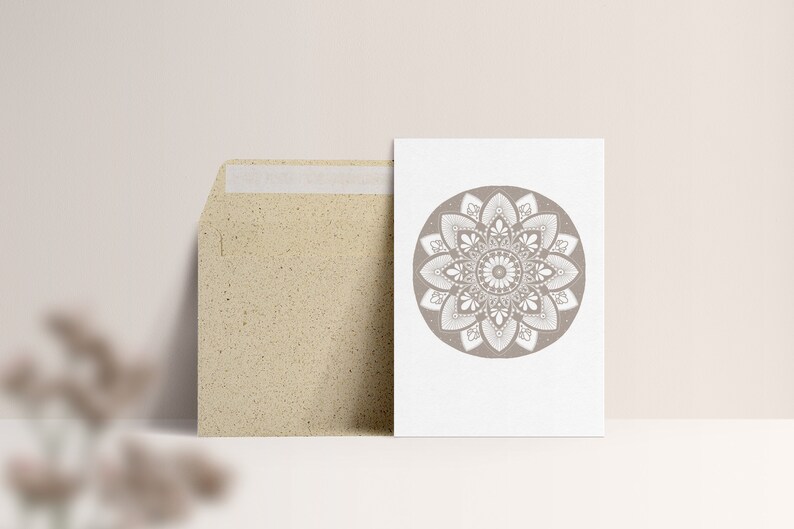 Carte postale "Mandala" avec enveloppe Mit Umschlag Gras