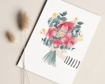 Mother's Day Postcard "Bouquet" | Mother's Day Birthday Card Watercolor Eucalyptus