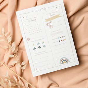 Carte simple « Carte à remplir pour baby shower » • Peinte à la main • Jeu de devinettes arc-en-ciel pour bébé image 7