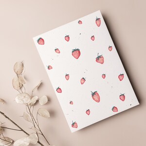 Carte postale « Fraises » • Aquarelle peinte à la main • Carte de vœux printanière image 3