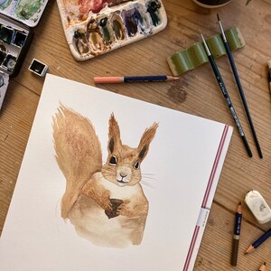 Carte postale « Écureuil » • Aquarelle peinte à la main • Carte de voeux d'anniversaire pour animaux de la forêt image 6