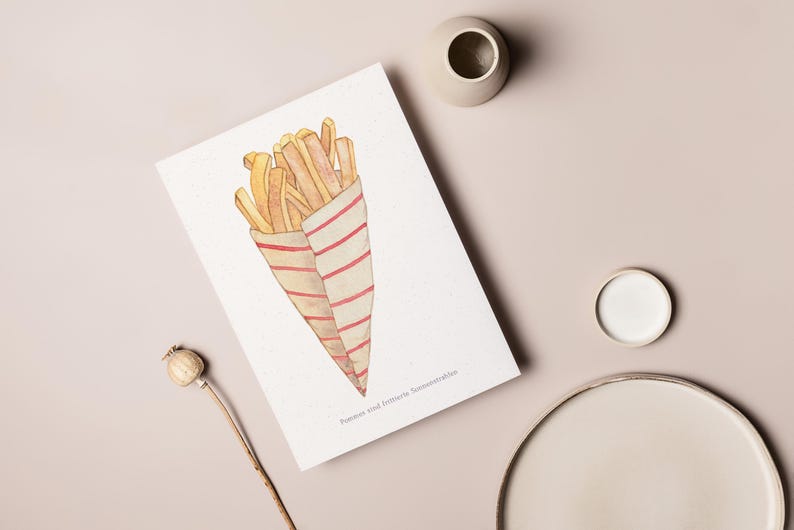 Carte postale « Frites » • Frites dans un sachet avec l'inscription « Les frites sont des rayons de soleil frits » image 4