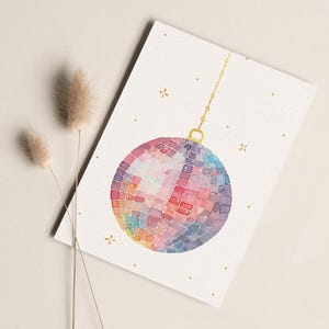 Postkarte „Diskokugel" • Aquarell handgemalt • Glückwunschkarte Geburtstag Party