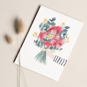 Postkarte „Blumenstrauß“ • Aquarell handgemalt • Glückwunschkarte Muttertag