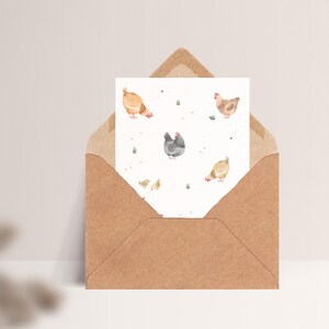 Carte postale « Poulets » • Aquarelle peinte à la main • Carte de vœux de Pâques image 6