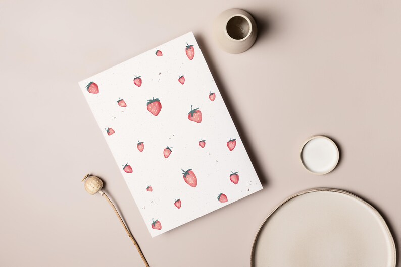 Carte postale « Fraises » • Aquarelle peinte à la main • Carte de vœux printanière image 4
