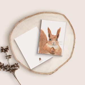 Carte postale « Écureuil » • Aquarelle peinte à la main • Carte de voeux d'anniversaire pour animaux de la forêt image 4