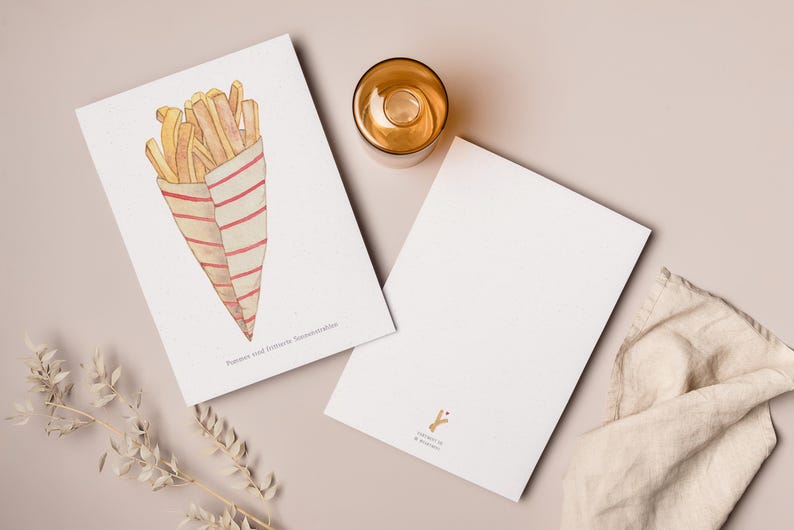 Carte postale « Frites » • Frites dans un sachet avec l'inscription « Les frites sont des rayons de soleil frits » image 3