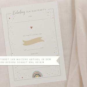 Carte simple « Carte à remplir pour baby shower » • Peinte à la main • Jeu de devinettes arc-en-ciel pour bébé image 9