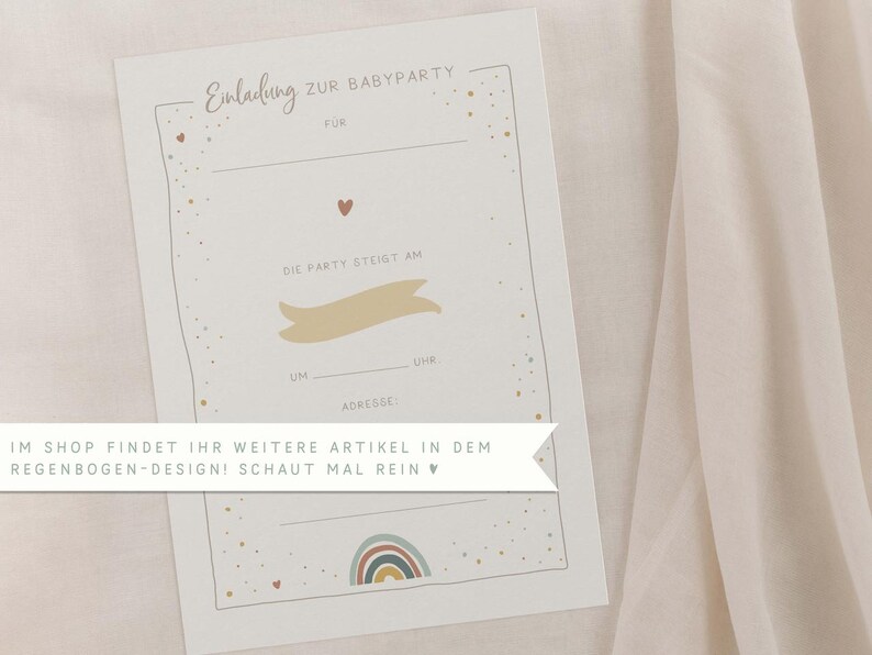 Carte simple « Carte à remplir pour baby shower » • Peinte à la main • Jeu de devinettes arc-en-ciel pour bébé image 9