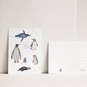 Carte postale « Pingouins » • Aquarelle peinte à la main • Carte de félicitations, carte anniversaire, amour des animaux image 6