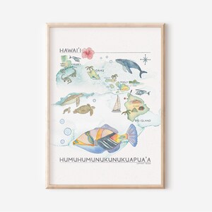 Poster „Hawaii" A4 • Aquarell handgemalt • Artprint Bild Geschenk Party Geburtstag Reise Landkarte