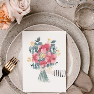 Carte postale « Bouquet de Fleurs » • Aquarelle peinte à la main • Carte de voeux fête des mères image 3