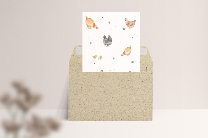 Carte postale « Poulets » • Aquarelle peinte à la main • Carte de vœux de Pâques image 8