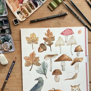 Carte postale « Champignons » • Aquarelle peinte à la main • Carte de voeux d'automne image 6