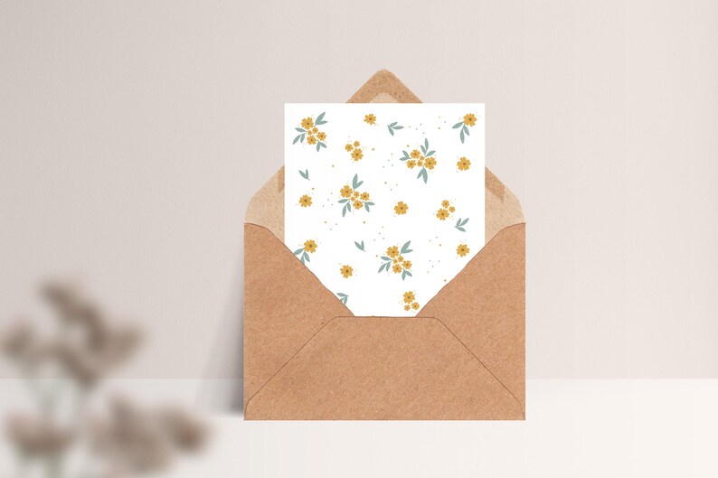 Carte postale « Fleurs » • Peinte à la main • Carte de félicitations anniversaire fête d'été Mit Kuvert Kraft