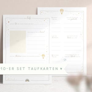 10-er Set "Gästebuchkarten Taufe" • Handgemalt • Regenbogen Gästebuch zum Ausfüllen