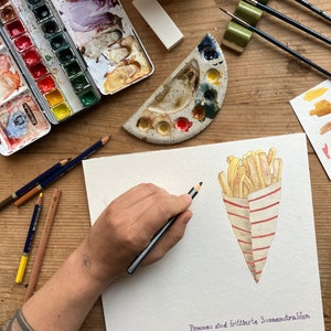 Carte postale « Frites » • Frites dans un sachet avec l'inscription « Les frites sont des rayons de soleil frits » image 5