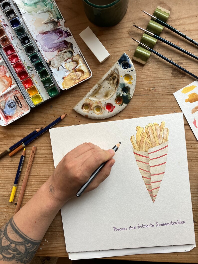 Carte postale « Frites » • Frites dans un sachet avec l'inscription « Les frites sont des rayons de soleil frits » image 5