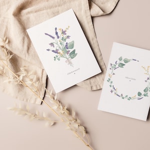 Set Postkarten Wildblumen Glückwunsch • Aquarell handgemalt • 2 Glückwunschkarten Geburtstag Blumen