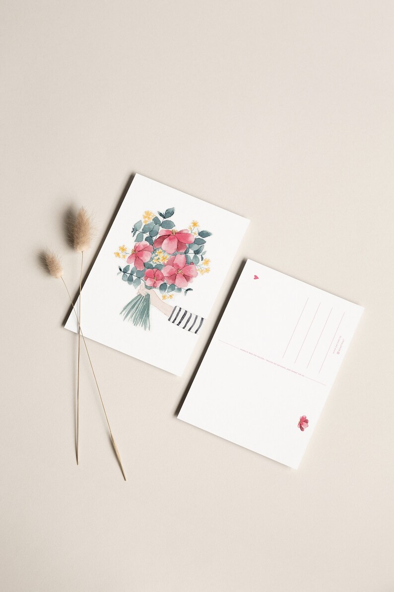Carte postale « Bouquet de Fleurs » • Aquarelle peinte à la main • Carte de voeux fête des mères image 4
