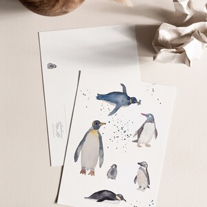Carte postale « Pingouins » • Aquarelle peinte à la main • Carte de félicitations, carte anniversaire, amour des animaux image 5