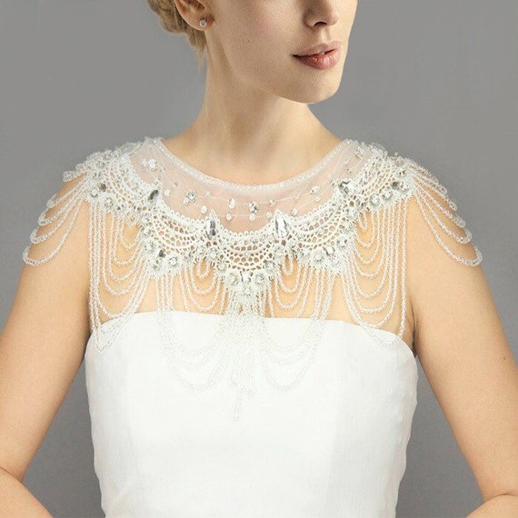 Drapped Beaded Wedding Shawl Crystal Wedding Shawl White Etsy