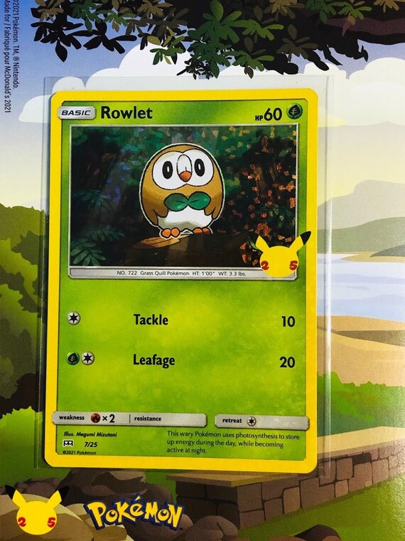 Toys Hobbies Pokemon Card Rowlet 7 25 Holo Mcdonalds 25th Anniversary 