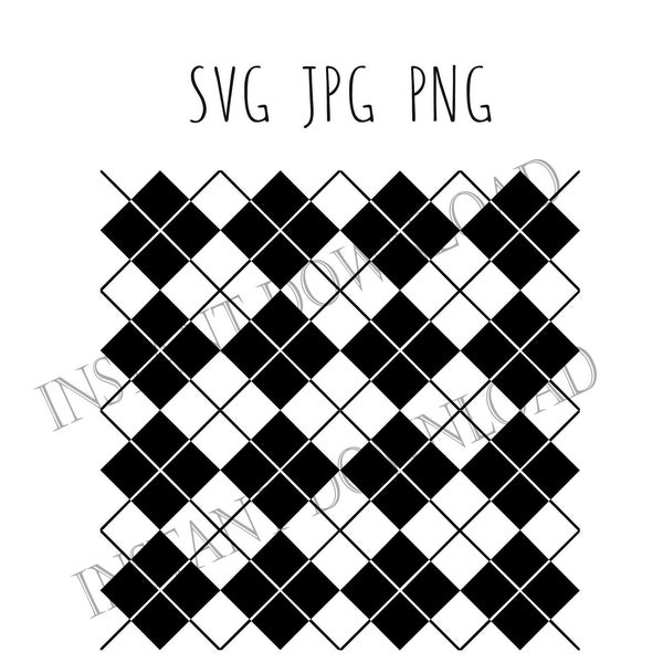 SVG seamless Pattern Argyle print.  Cut file and digital print file. Digital Instant Download