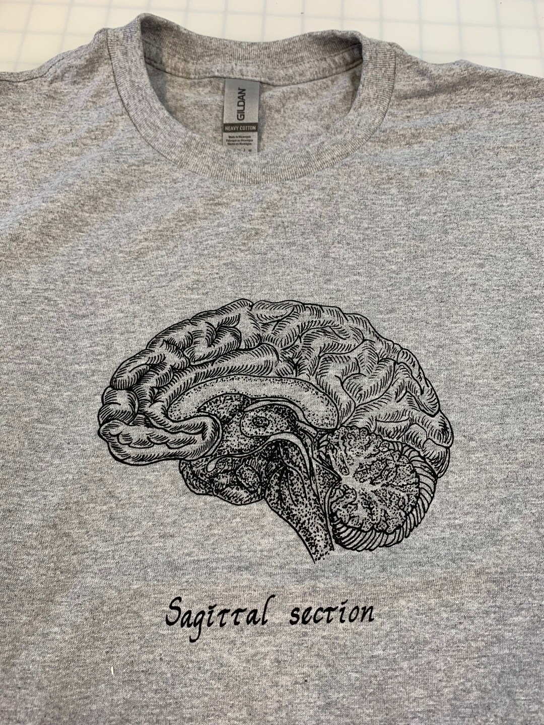 Sagittal Section Black Ink Brain on Gray T-shirt - Etsy