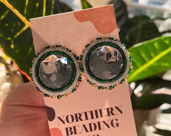 Whitethorn - Indigenous Beaded Round Earrings (Holiday Collection)
