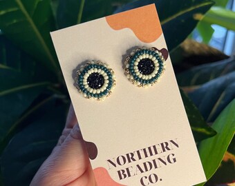 Succulent - Indigenous Beaded Round Earrings - Small
