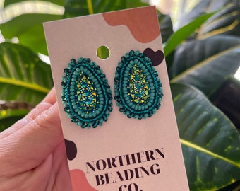 Ivy (Small) Indigenous Beaded Teardrop Earrings