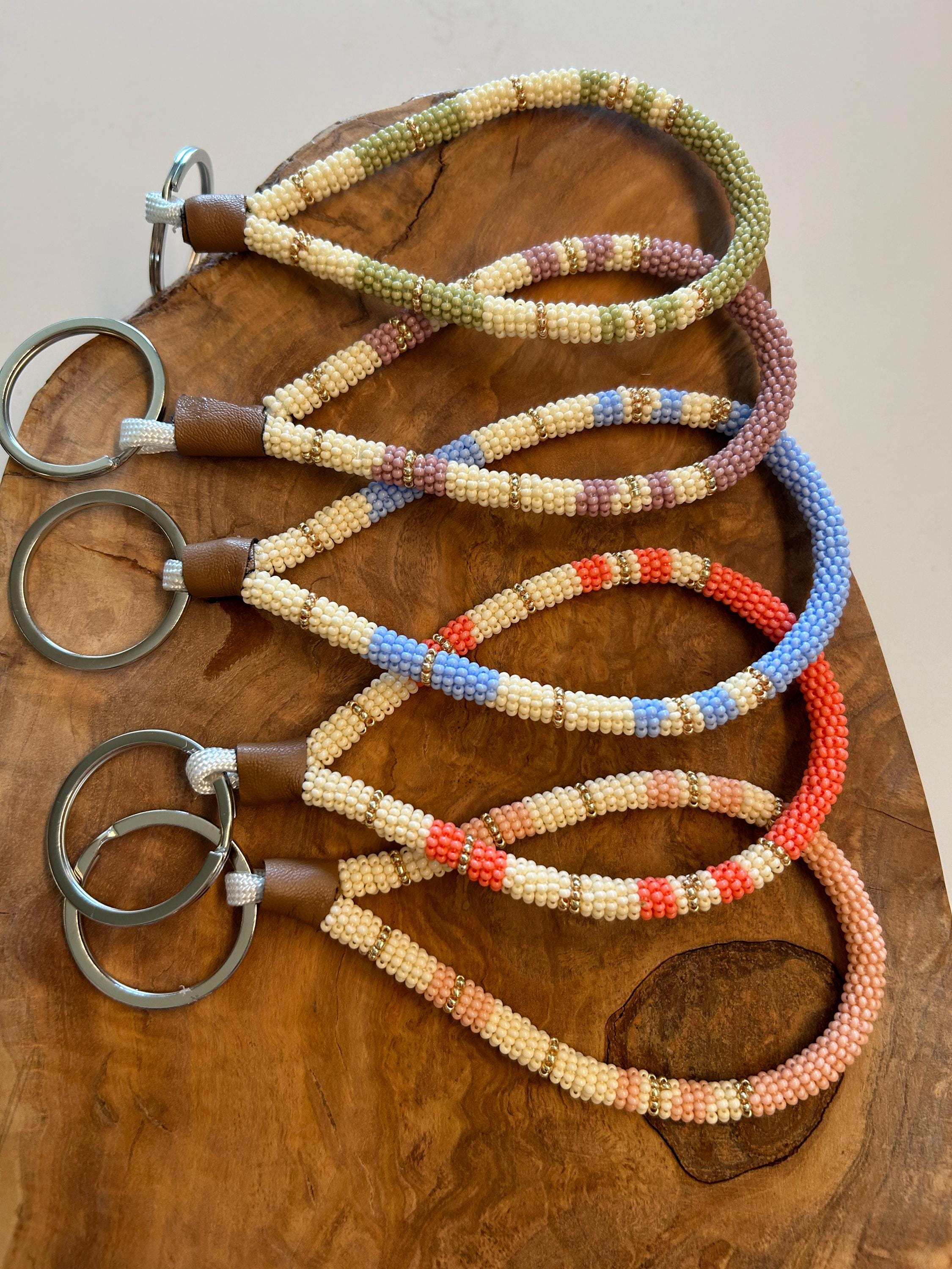 Blue - Indigenous Rope Beaded Wristlet/lanyard/keychain - Etsy